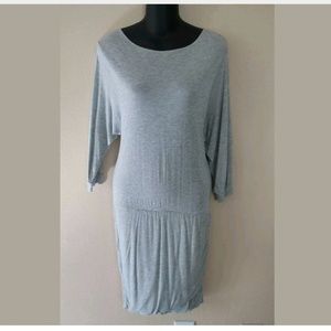 Trouve Gray ruched Drop Waist Knit dress sz‎ S